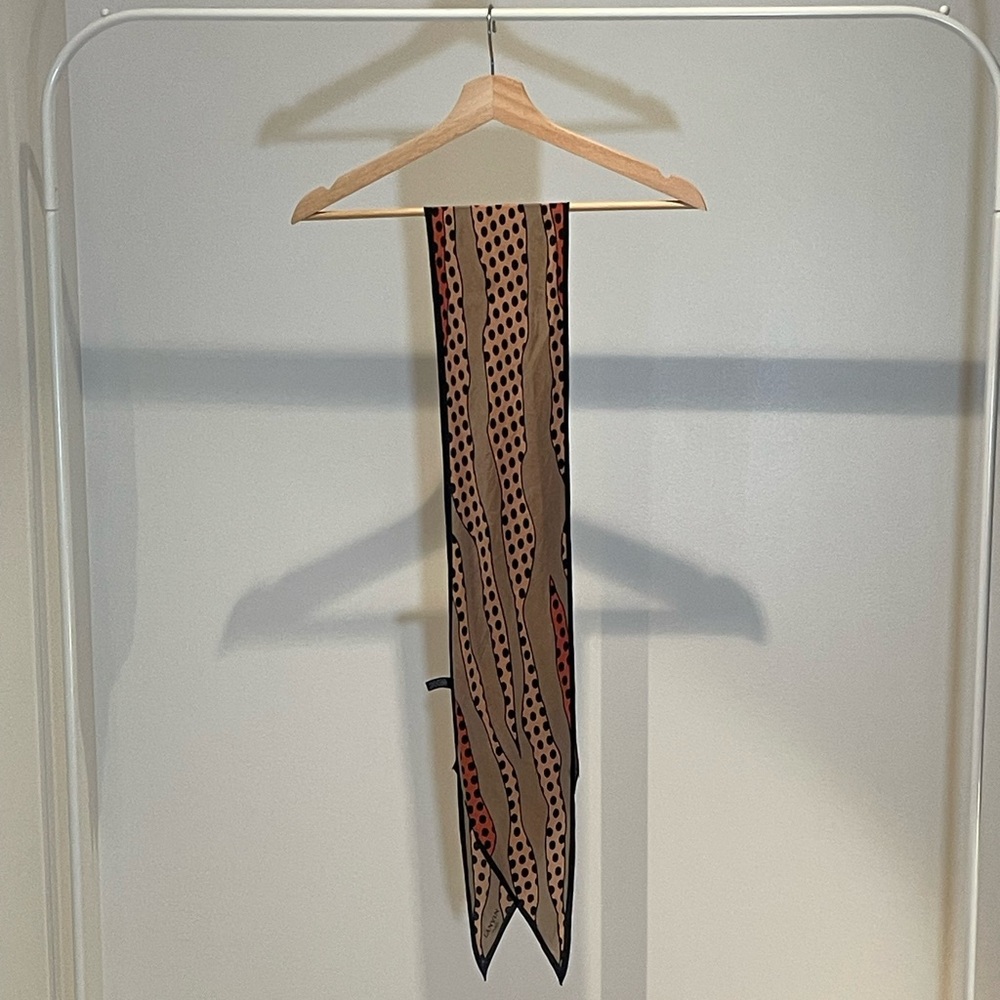 Lanvin Black, Tan, and Orange Polka Dot Scarf - Picture 2 of 5